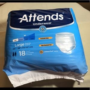 ATTENDS Pull-up Adult Underwear Lg 44”-58” 18 Pack